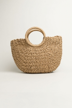 Half-Circle Wicker Handbag